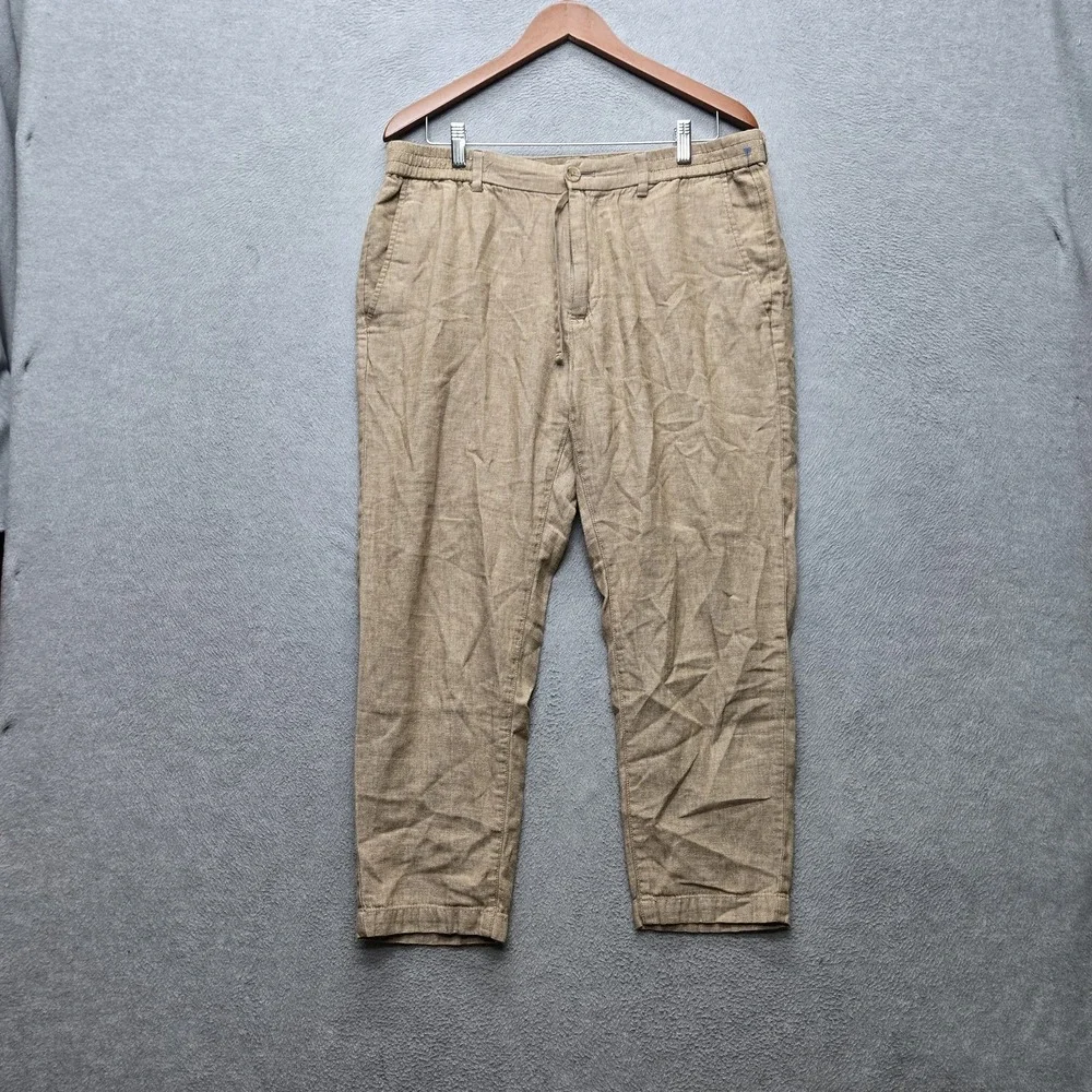 Banana Republic Men Pants 34X30 Tan Cotton Linen Dress Mason Athletic Tapered